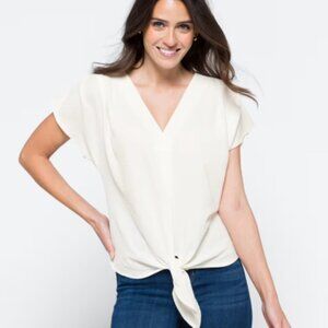 West K Avianna Tie Front Blouse, White, XL